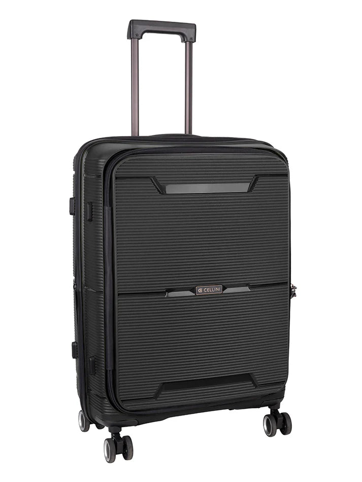 Cellini Ipak Medium 4 Wheel Trolley Case | Black
