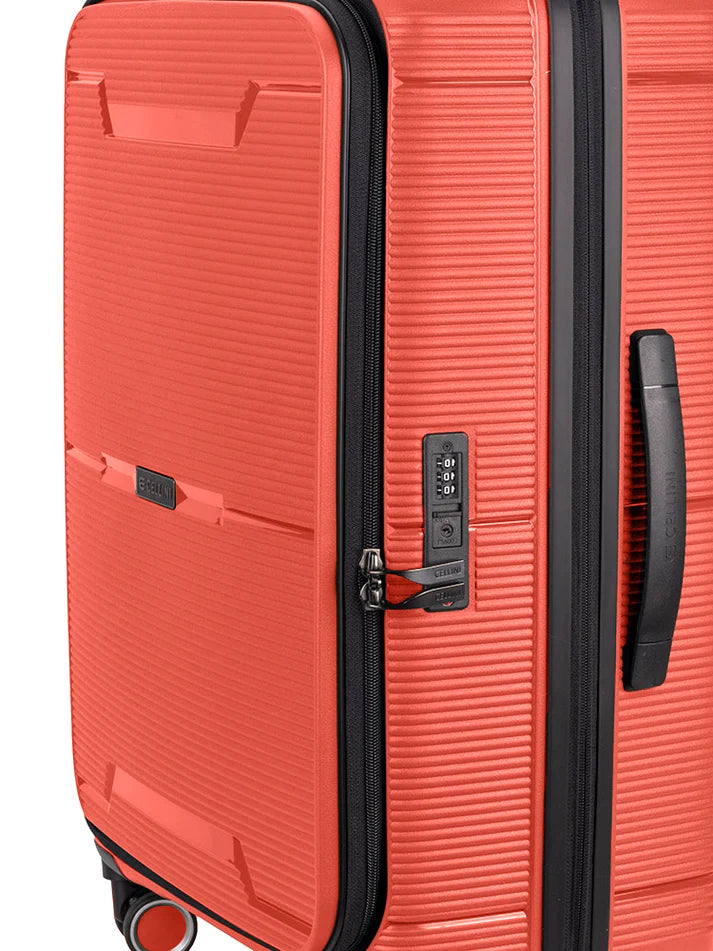 Cellini Ipak Medium 4 Wheel Trolley Case | Coral