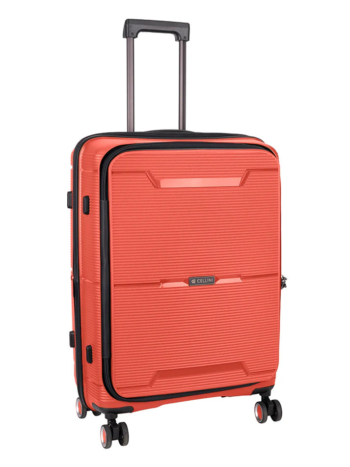 Cellini Ipak Medium 4 Wheel Trolley Case | Coral