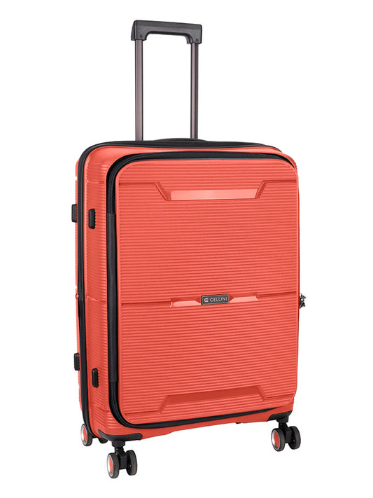 Cellini Ipak Medium 4 Wheel Trolley Case | Coral