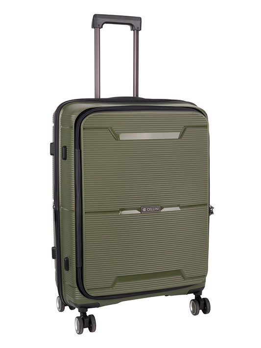 Cellini Ipak Medium 4 Wheel Trolley Case | Army Green