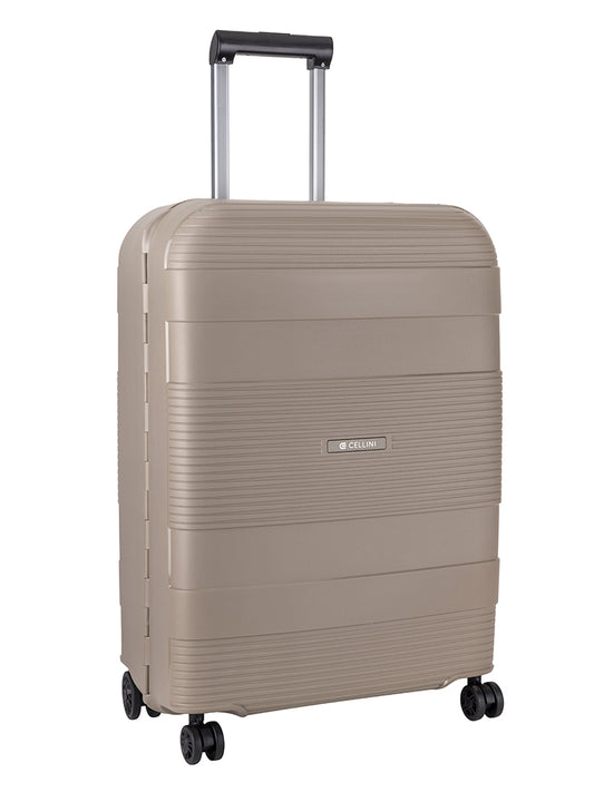 Cellini Safetech Zipperless Lock Medium 4 Wheel Trolley Case | Rock Brown