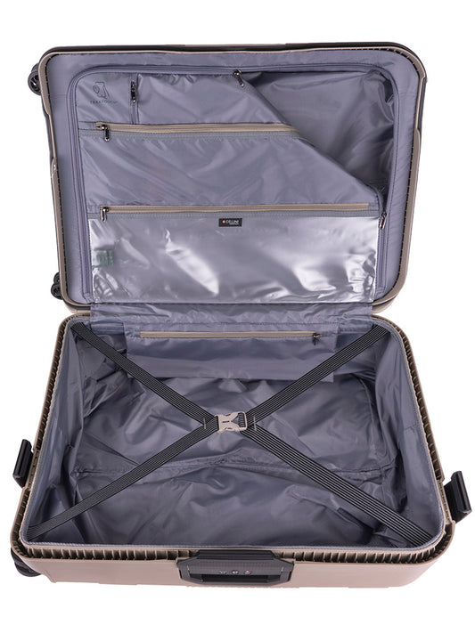 Cellini Safetech Zipperless Lock Medium 4 Wheel Trolley Case | Rock Brown