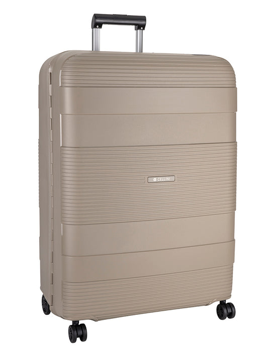 Cellini Safetech Zipperless Lock Large 4 Wheel Trolley Case | Rock Brown