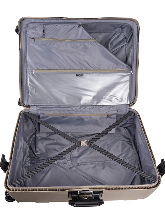 Cellini Safetech Zipperless Lock Large 4 Wheel Trolley Case | Rock Brown