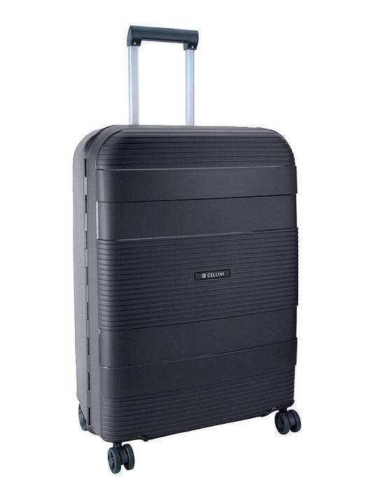 Cellini Safetech Zipperless Lock Medium 4 Wheel Trolley Case | Black