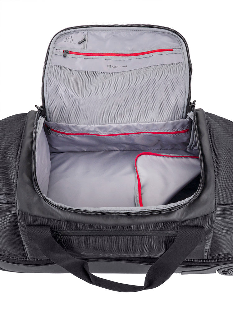 Cellini Xplorer Medium Double Decker Trolley Duffel with Oversized Fastline All Terrain Wheels | Black