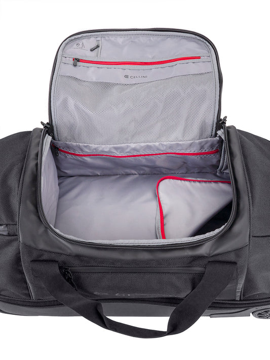 Cellini Xplorer Medium Double Decker Trolley Duffel with Oversized Fastline All Terrain Wheels | Black