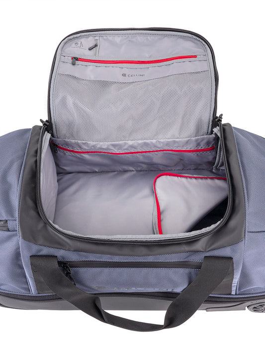 Cellini Xplorer Medium Double Decker Trolley Duffel with Oversized Fastline All Terrain Wheels | Blue
