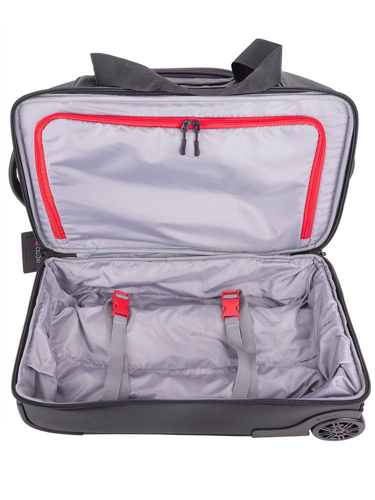 Cellini Xplorer Small Double Decker Trolley Duffel with Oversized Fastline All Terrain Wheels | Black