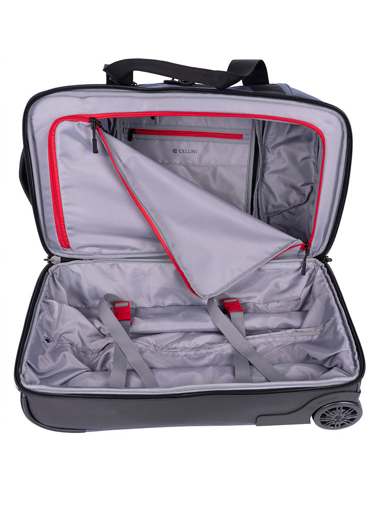 Cellini Xplorer Small Double Decker Trolley Duffel with Oversized Fastline All Terrain Wheels | Blue
