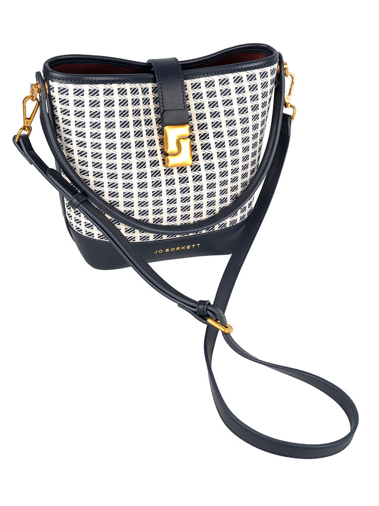 Jo Borkett Jacquard Bucket Bag | Navy