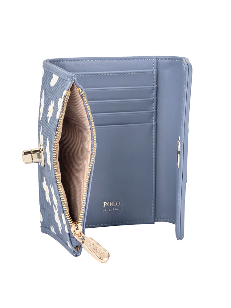 Polo Meadow Compact Trifold Purse | Blue