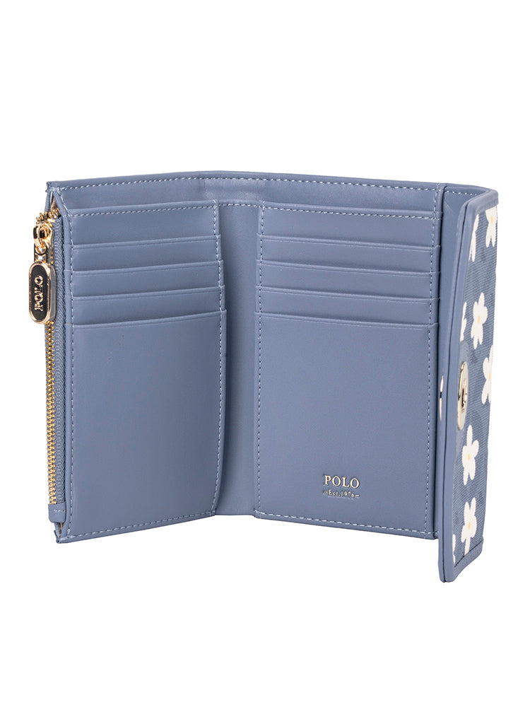 Polo Meadow Compact Trifold Purse | Blue