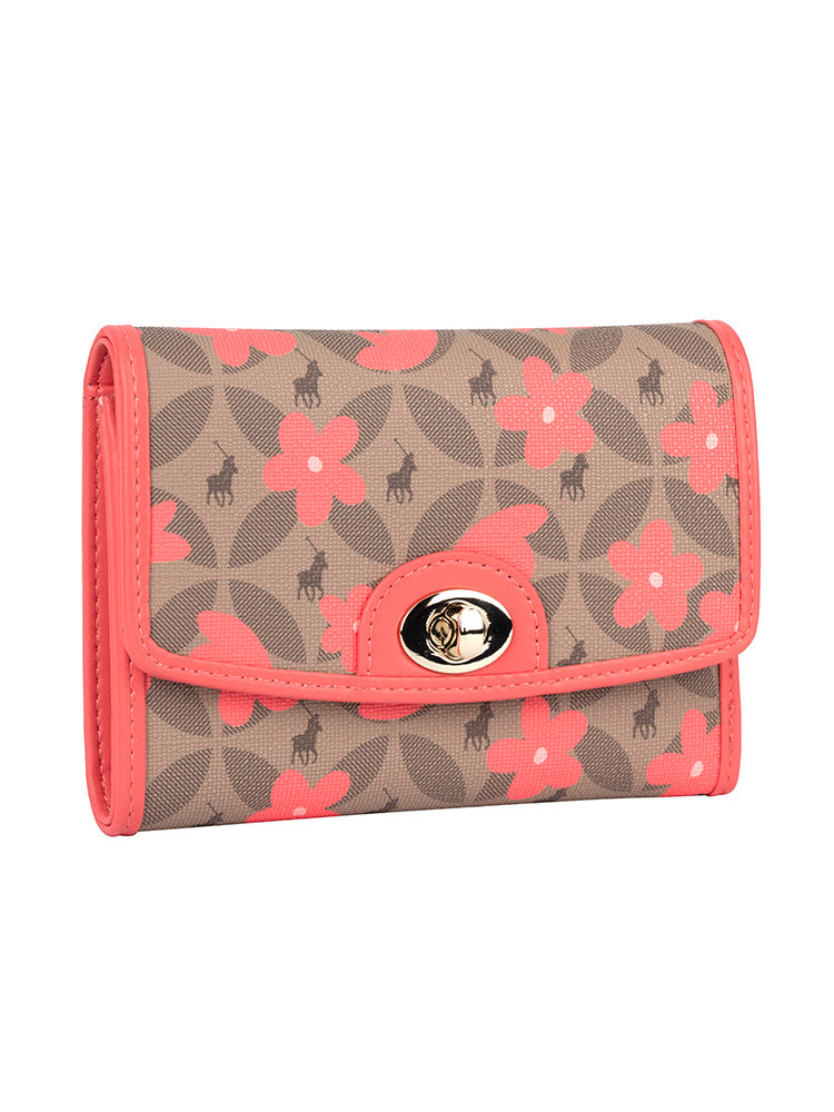 Polo Meadow Compact Trifold Purse | Coral