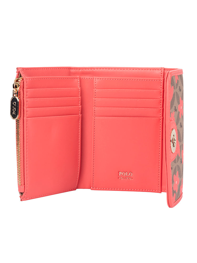 Polo Meadow Compact Trifold Purse | Coral