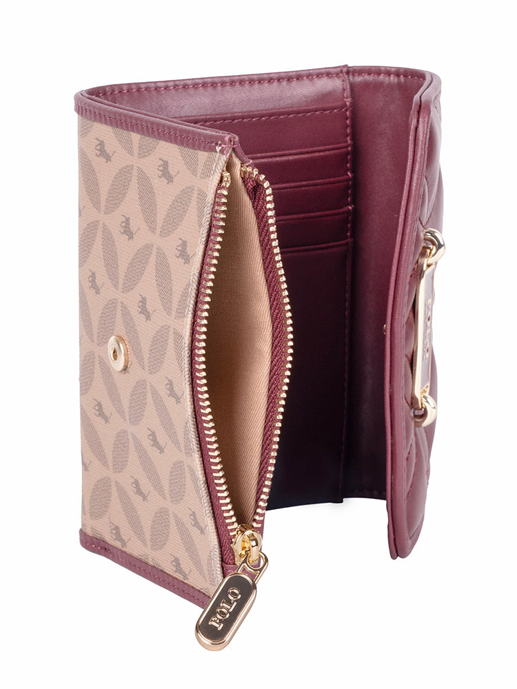Polo Madison Compact Trifold Purse | Garnet