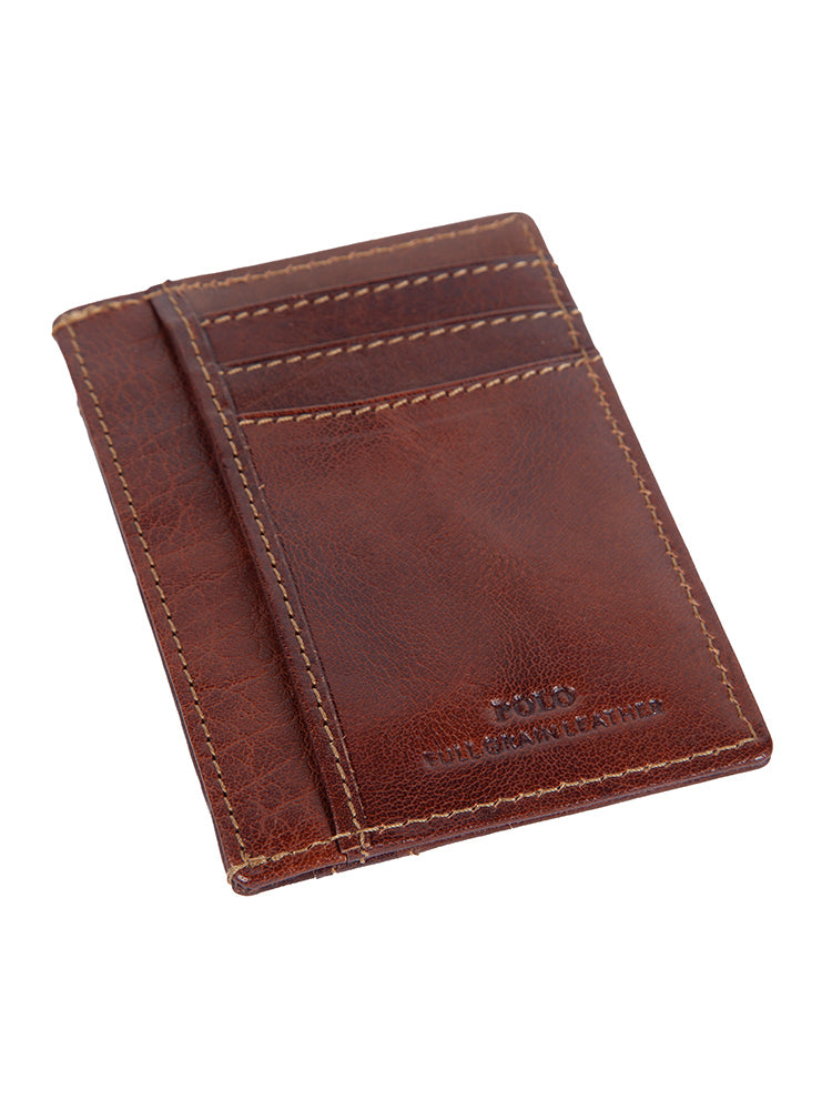 Polo | Hamilton Leather Credit Card Holder | Brown